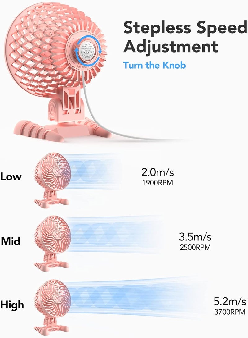 AaoLin USB Desktop Small Fan, Stepless Speed Adjustment with Multiple Speed Levels, Portable Plug-in Personal Mini Fan,Quiet Powerful Airflow,Suitable for Office Home Dormitory Bedroom, 4.9 Feet Long Cable - Image 2
